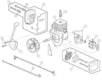 Engine Assembly Diagram and Parts List for Y25PB 41AR25PB900 Yard Machines Leaf Blower / Vacuum